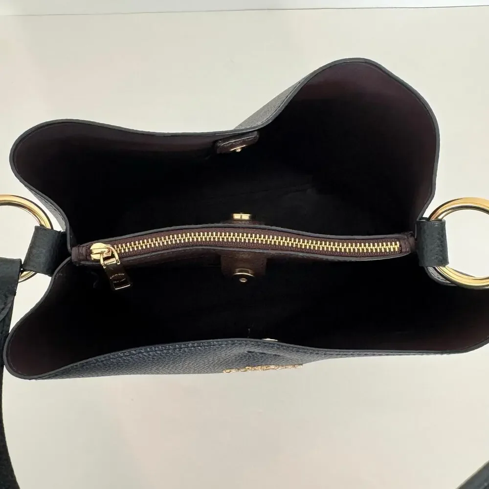 Coach Town Bucket Large Bag Pebble Leather Shoulder Crossbody Black 91122